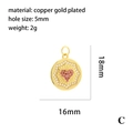 18K vergoldeter Kupfer-Anhänger mit rosa Herz und Maßen von 16mm x 18mm im Detail - Rosa Herz Rund (P03187-C)