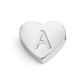 Polished silver stainless steel heart charm bead with letter A for DIY jewelry - Letter A (Silver)