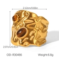 Detail showing dimensions of 2.12cm width and weight of 6.8g for the gold tiger eye ring - OD-R30486 Tiger Eye Ring