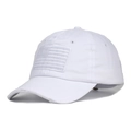 Cappellino da baseball bianco invecchiato con toppa bandiera americana ricamata - Taglia unica / Bianco