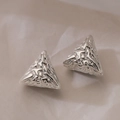 Minimalist silver triangle earrings with unique lava texture and geometric metal design - Silver Triangle Style (45050)