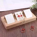 Bamboo wood 36-hole earring display tray with white card holders for jewelry storage - 3 Slots - White PU