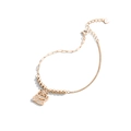 Bracciale gatto portafortuna in argento S925 oro rosa con zirconi e ciondolo a cuore - Argento 925 / Oro rosa