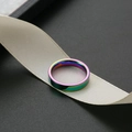 Rainbow gradient stainless steel ring with vacuum plated finish and flat minimalist band - 28-d-3 Colored Outer Flat (fading Guaranteed Return Or Exchange Accepted) / Size 6