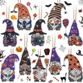 10-piece Halloween dwarf diamond painting keychain set with pumpkin and ghost motifs - YS-7 Halloween Gnomes (10Pcs)