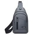 Water-resistant grey oxford fabric crossbody chest bag for men outdoor leisure use - 0104 Grey