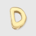 Polished gold bubble letter D pendant with a minimalist 3D rounded metal design - Letter D / 14K Gold