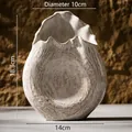 Minimalist white ceramic vase with textured eggshell design, height 18.3cm and width 14cm - Boxed