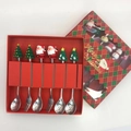 Christmas gift set with stainless steel spoons and forks featuring festive ornaments - Silver A Figure Spoon and Fork 6PCS Red Box