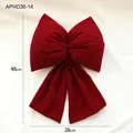 Large red velvet Christmas bow ornament for tree and window decor, 48cm height - Large Wine Red Bow
