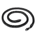 Polished black titanium steel cuban link chain with lobster clasp for men on white background - Necklace / Black