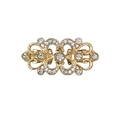 Golden bow-shaped sweater clip with clear rhinestones and elegant metallic finish - Floral Style-Gold (With Clips)