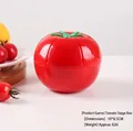 Tomato-shaped food storage box in red plastic, measures 10x8.5cm for kitchen organizing - Tomato