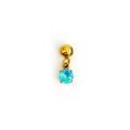 Mini 18K gold plated necklace pendant featuring a round blue faceted birthstone - March (Aquamarine Color) - Gold