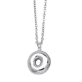 Polished silver alphabet pendant necklace with round donut charm and O-chain links - Letter O