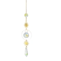 Golden moon star crystal suncatcher with iridescent glass prism for garden window decor - Model SY-02