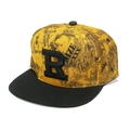 Cappellino hip hop con visiera piatta giallo e nero con ricamo R e stampa graffiti - M (56-58cm) / Giallo