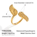 Macro shot of 18K gold plated stainless steel wing ring showing detailed wing textures - Golden Angel Wing Style (YYR025048)