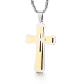 Collar con colgante de cruz de doble capa hip hop en acabado bicolor oro y plata - Cruz de Doble Capa Oro y Plata (KP99285)