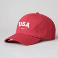Klassieke rode katoenen baseballpet met witte USA-tekst en sterren met verstelbare band - Rood