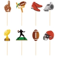 Set di 8 decorazioni per torte a tema football americano con sagome e icone dello sport - Cartoncino+Bambù / 8 Pezzi Topper per Cupcake