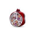 Ciondolo melograno in smalto rosso con cristalli colorati e finitura argento per gioielli - KTC207-Melograno Perla