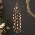 Golden Tree of Life crystal wind chime with yellow agate stones and geometric metal frame - Natural Citrine Pyramid Suncatcher