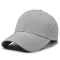 Quick-dry light grey laser-vented baseball cap with breathable geometric mesh holes - Adjustable / Light Gray