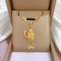 Titanium steel Santa Muerte pendant necklace with colored stones in a premium jewelry box - Colorful Santa Muerte Style (E524)