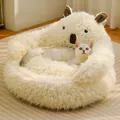 Witte alpaca-vormige pluche huisdierenmand met halfgesloten structuur voor katten - Klein / Alpaca-hondensofa