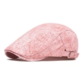 Pink vintage ivy cap in textured fabric with an adjustable silver metal buckle - Pink