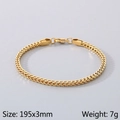 Bracciale a catena Franco dorata in acciaio inossidabile con chiusura a moschettone 195x3mm - 195mm x 3mm / Oro