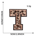Leopard print alphabet patch letter T with pink embroidery edge and size dimensions - Letter T