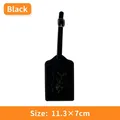 Black PU leather luggage tag with embossed world map and metal buckle 11.3x7cm - Luggage Tag / Black
