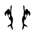Detailed macro view of black mermaid silhouette earrings with a minimalist finish - Black Mermaid