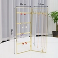 Foldable gold metal jewelry display stand with screen design for earrings and necklaces - 2-sided Earring Pendant Rack / Gold