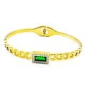 Elegant gold chain bracelet featuring a rectangular green gemstone and diamond accents - Golden Chain Pattern Green Rhinestone Style (4894576064537)