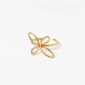 Adjustable 316L stainless steel butterfly open ring with a polished golden finish - Butterfly Outline Style (KD716) / Gold