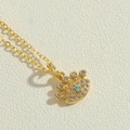 Goldene Evil Eye Halskette mit blauem Mittelstein und weißen Zirkonia-Akzenten - Anhänger mit weißem Zirkonia