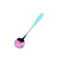 Rainbow plated stainless steel flower spoon with delicate petal engraving on white background - Rainbow / Plum Blossom