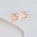 Cute dachshund dog stud earrings in rose gold finish with minimalist hollow eye design - Ghost / Rose Gold