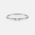 Macro detail of minimalist S925 silver ring featuring a rectangular emerald-cut gemstone - US 6 / Silver Emerald Cut