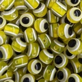 DIY yellow Evil Eye resin beads with stripes and center hole for jewelry making - Yellow