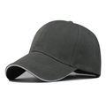 Detail view of dark grey baseball cap showing cotton twill fabric and white sandwich brim - Adjustable / Dark Gray
