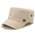 Classic beige ripstop cadet cap for men with metal classic style sports badge decoration - Adjustable / Khaki