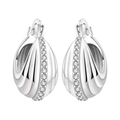 Boucles d'oreilles créoles en argent avec rainures et pierres de zircon cubique - Boucles d'Oreilles Classiques Multicouches 4116