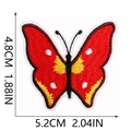Close-up of red butterfly embroidered patch showing detailed size measurements 5.2x4.8cm - Red Yellow White Black Butterfly (C19HD-09-16)
