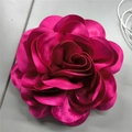 French style satin oversized flower brooch in magenta pink with layered fabric texture - Rose Red