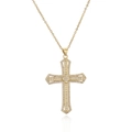 Exquisite 18K vergoldete Kreuz-Halskette mit mikro-gefassten weißen Zirkonia-Steinen - Pave-Strass-Kreuz-Stil (CN001978CX)