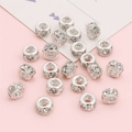 Silver-plated sparkling wheel spacer beads with white zircon for DIY jewelry making - Iron Rhinestone Rondelle / 8mm Rhinestone Ring / 5pcs Pack / Silver